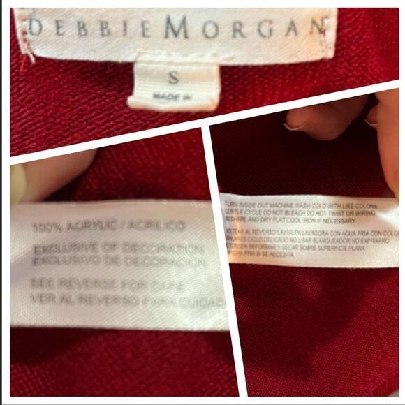 Debbie Morgan Beaded Red Sweater Long Sleeves Holiday - Picture 6 of 7